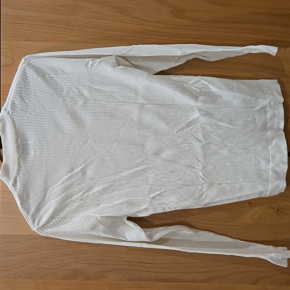 Zara Long Ribbed White Crewneck Top Soft Knit Essential I L, VGUC, Casual Chic - Picture 4 of 7